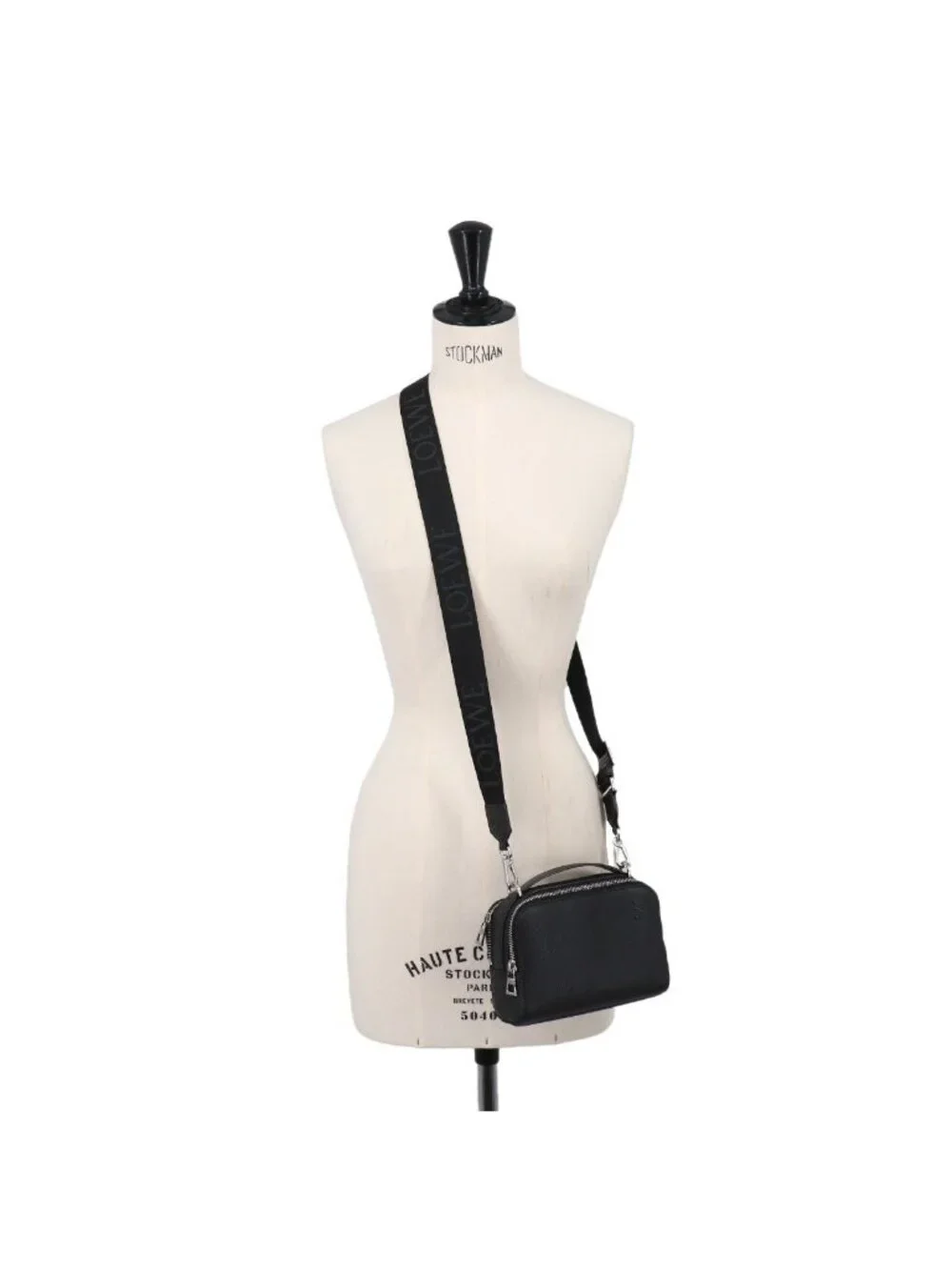 Loewe Crossbody Camera Bag Mini 2-Way Leather Black
